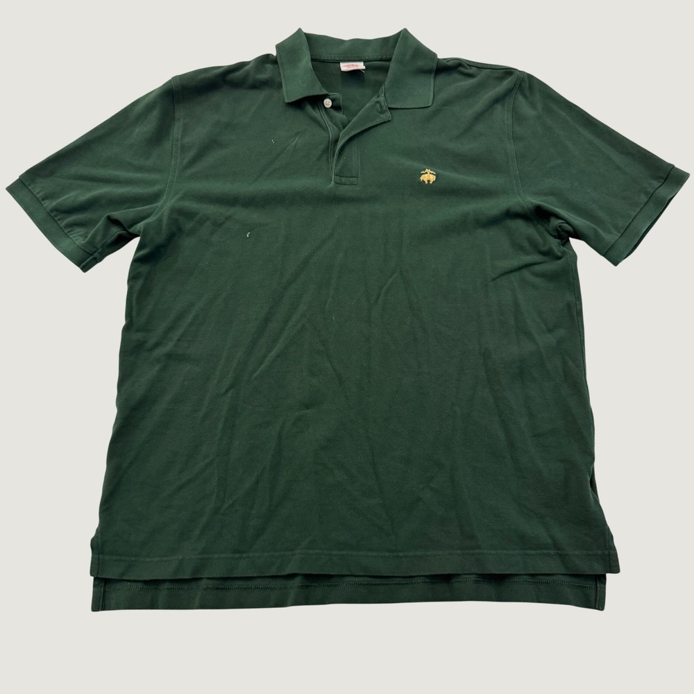 Brooks Brothers 346 Polo Shirt Mens Large Green Cotton Original Fit Logo